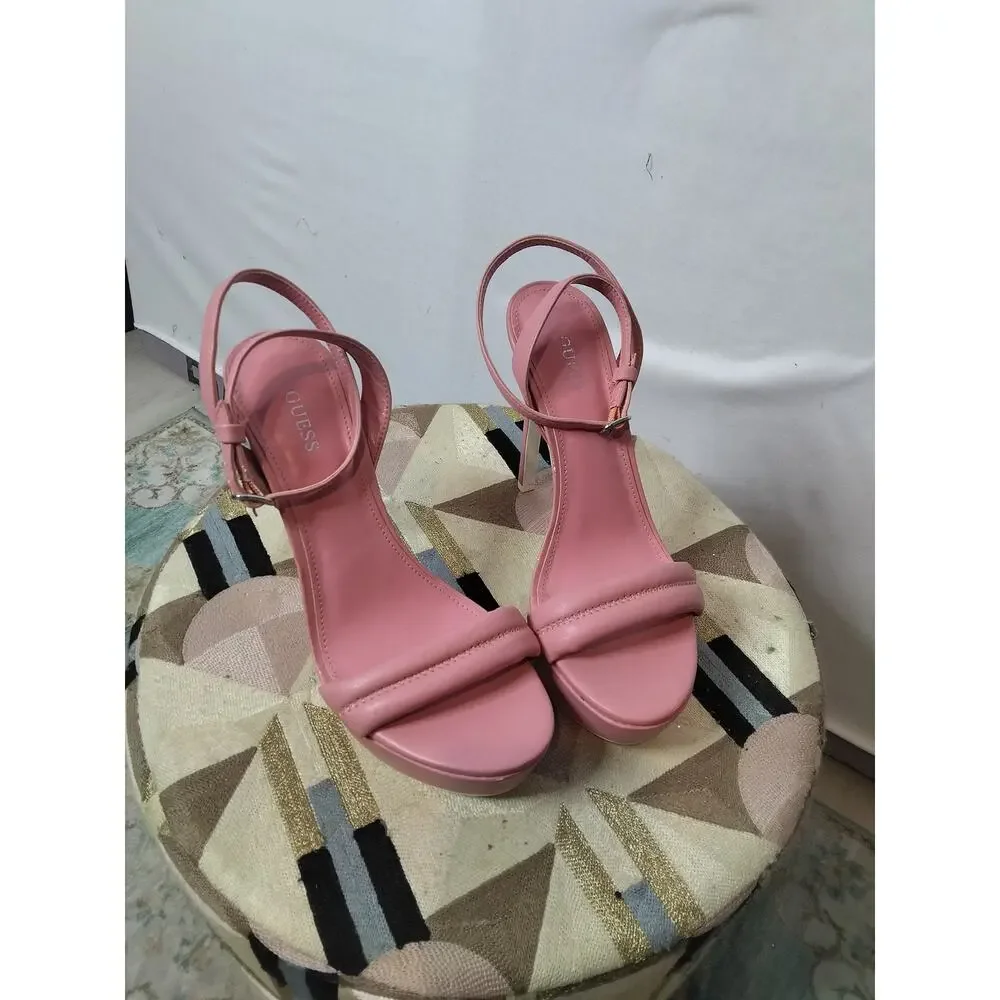 Guess Clives Ankle Strap Baby Pink Stiletto Platform Sandals Sz 8 Coquette